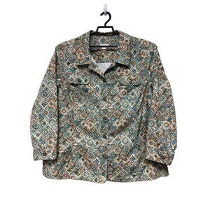CJ Banks Geometric Button Closure Shacket Shirt Jacket Women's Size 3X